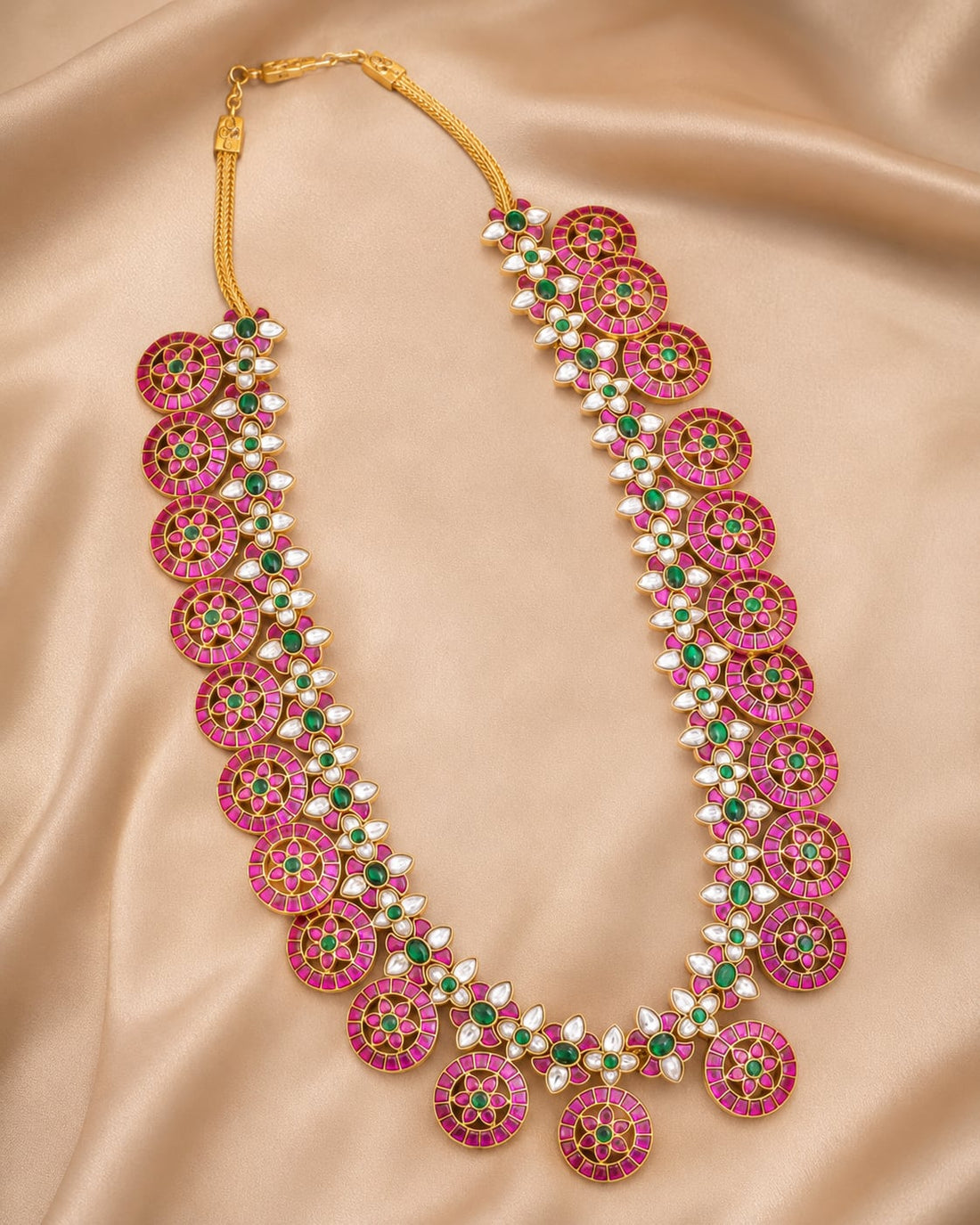 FeelOri real kempu jadau long haram necklace for pattu sarees and South Indian festive styling
