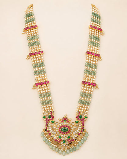 FeelOri real kempu jadau long haram necklace for pattu sarees and South Indian festive styling