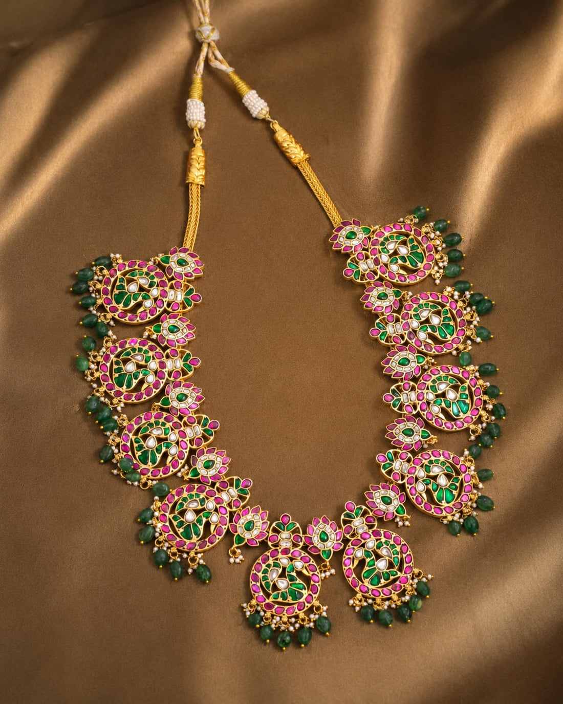 FeelOri real kempu jadau long haram necklace for pattu sarees and South Indian festive styling