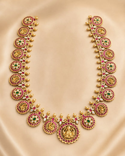 FeelOri real kempu jadau long haram necklace for pattu sarees and South Indian festive styling