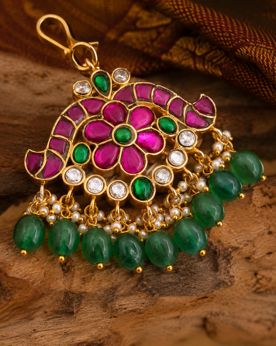 FeelOri jadau kundan tikka gold-polished detail