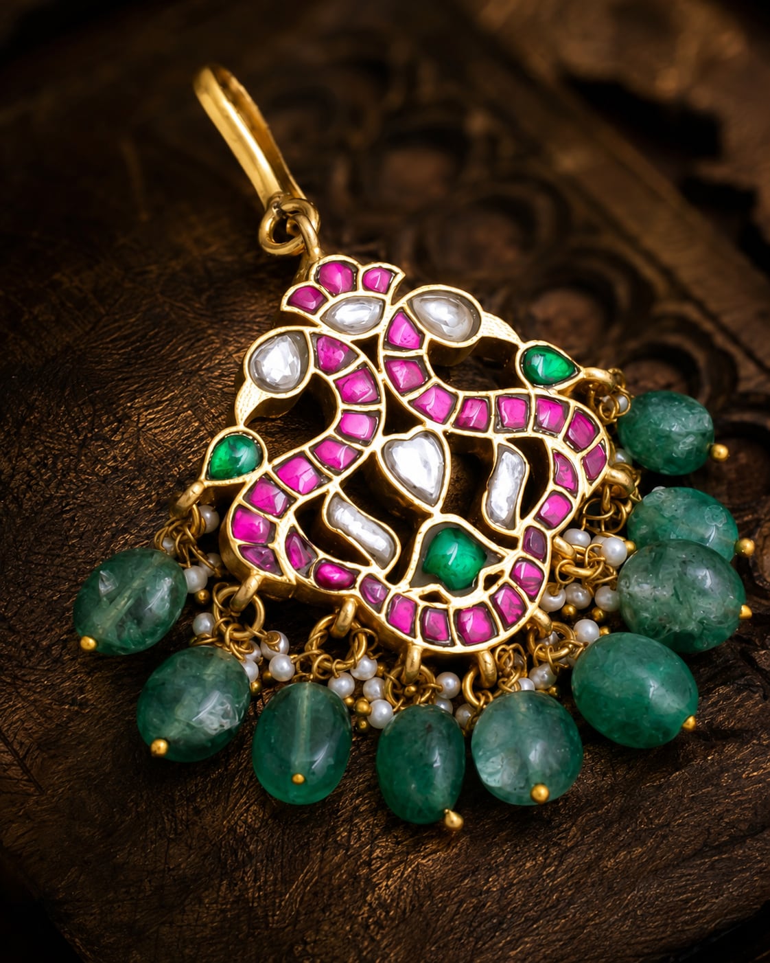 FeelOri jadau kundan tikka gold-polished detail