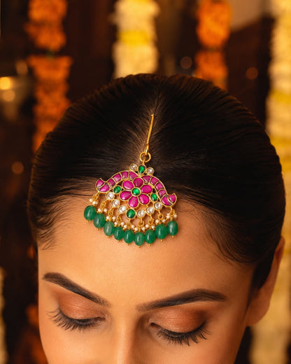 FeelOri jadau kundan tikka styled with Indian occasion wear