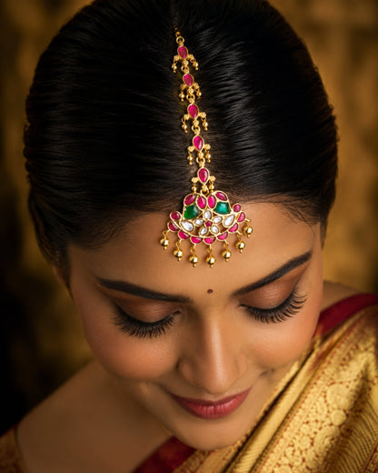 FeelOri jadau kundan tikka styled with Indian occasion wear