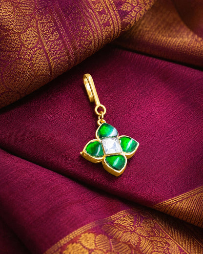 FeelOri real kempu jadau tikka styled with saree fabric for Indian occasion wear
