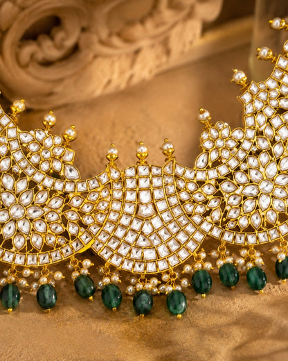 FeelOri real kempu jadau necklace close-up of real kempu stones and jadau work