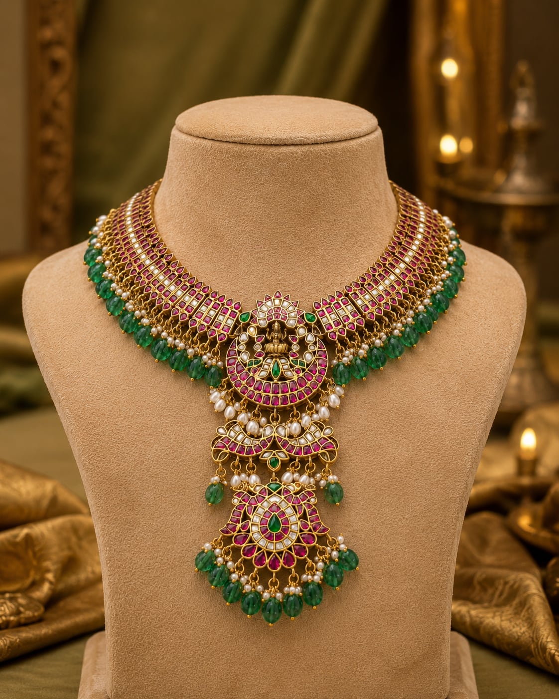 FeelOri real kempu jadau necklace for pattu sarees and South Indian festive styling