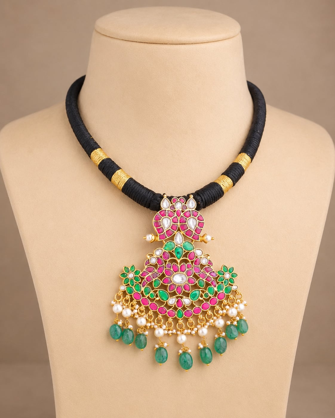 FeelOri real kempu jadau necklace on jewellery display