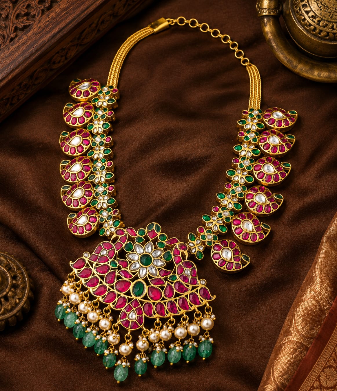 FeelOri real kempu jadau necklace for pattu sarees and South Indian festive styling