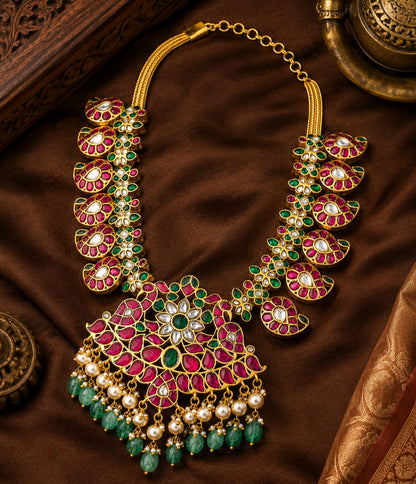 FeelOri real kempu jadau necklace for pattu sarees and South Indian festive styling