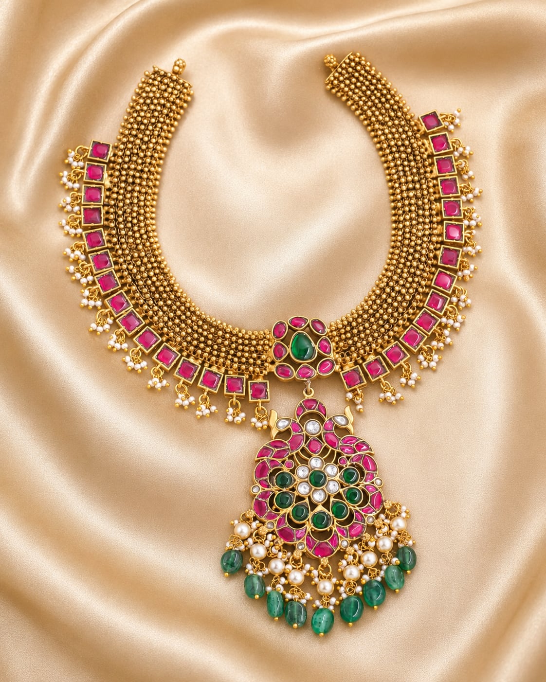 FeelOri real kempu jadau necklace for pattu sarees and South Indian festive styling