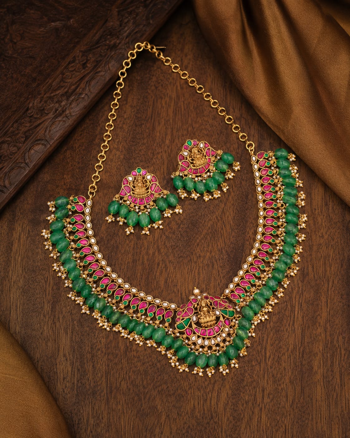 FeelOri real kempu jadau necklace set for pattu sarees and South Indian festive styling