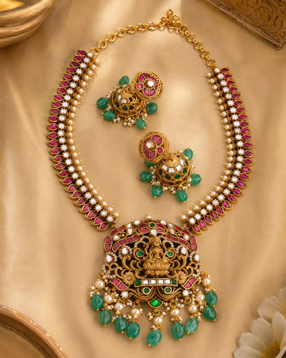 FeelOri real kempu jadau necklace set with matching earrings for pattu sarees and South Indian festive styling