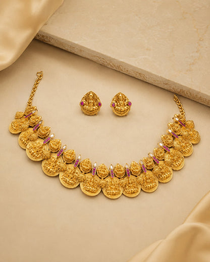 FeelOri real kempu jadau necklace set with matching earrings for pattu sarees and South Indian festive styling