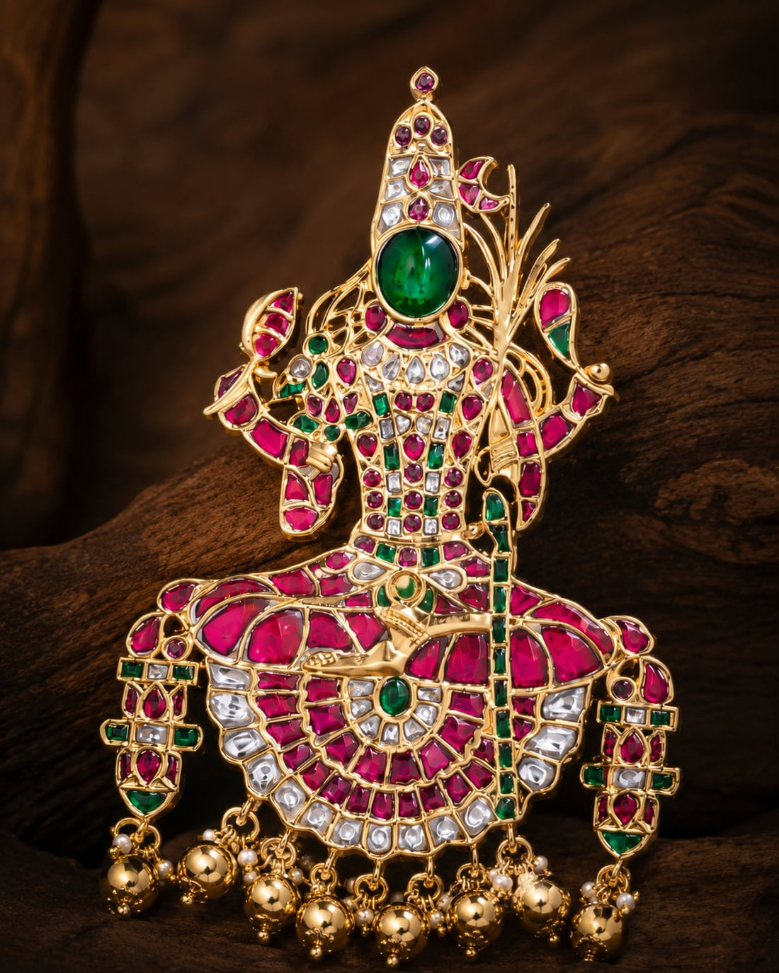 FeelOri jadau kundan pendant set close-up of jadau kundan stones and jadau work