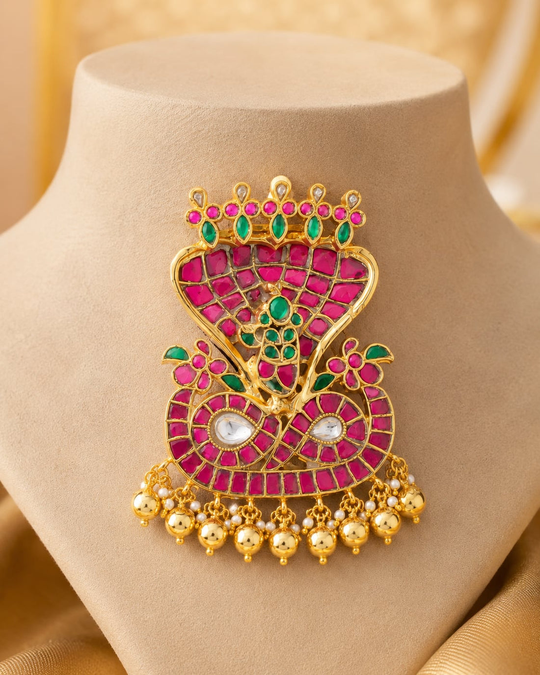 FeelOri real kempu jadau pendant on jewellery display