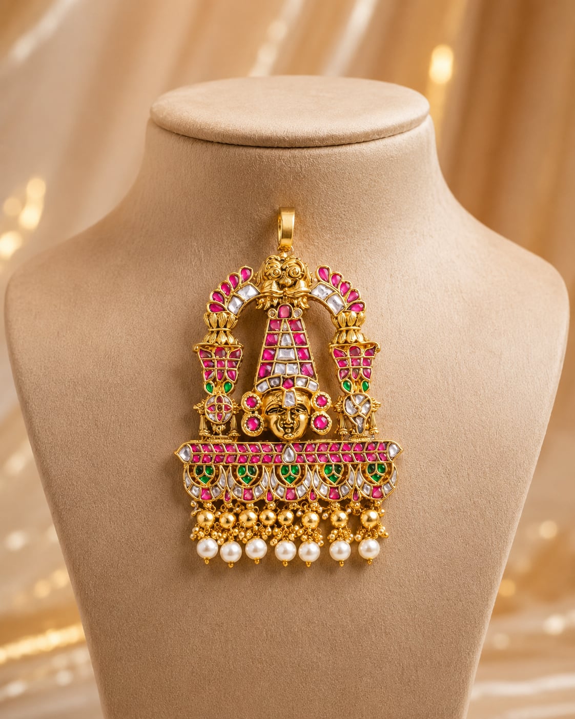 FeelOri real kempu jadau pendant on jewellery display