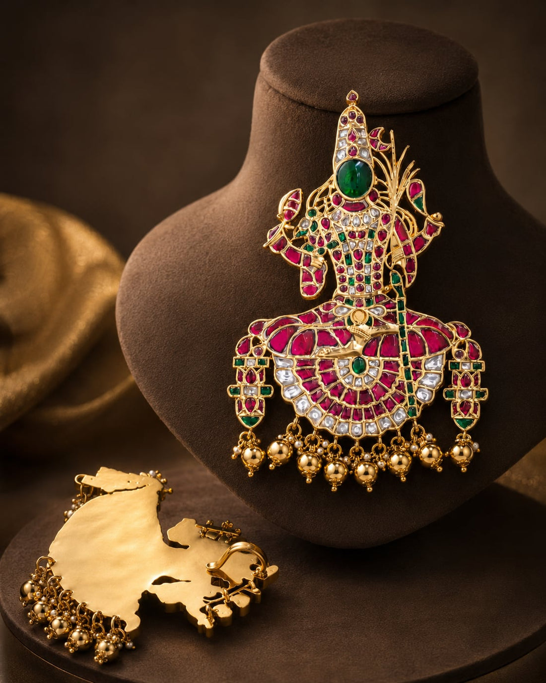 FeelOri jadau kundan pendant set on jewellery display
