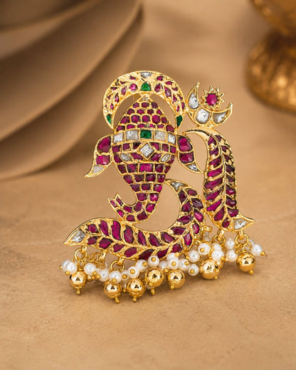 FeelOri real kempu jadau pendant for pattu sarees and South Indian festive styling