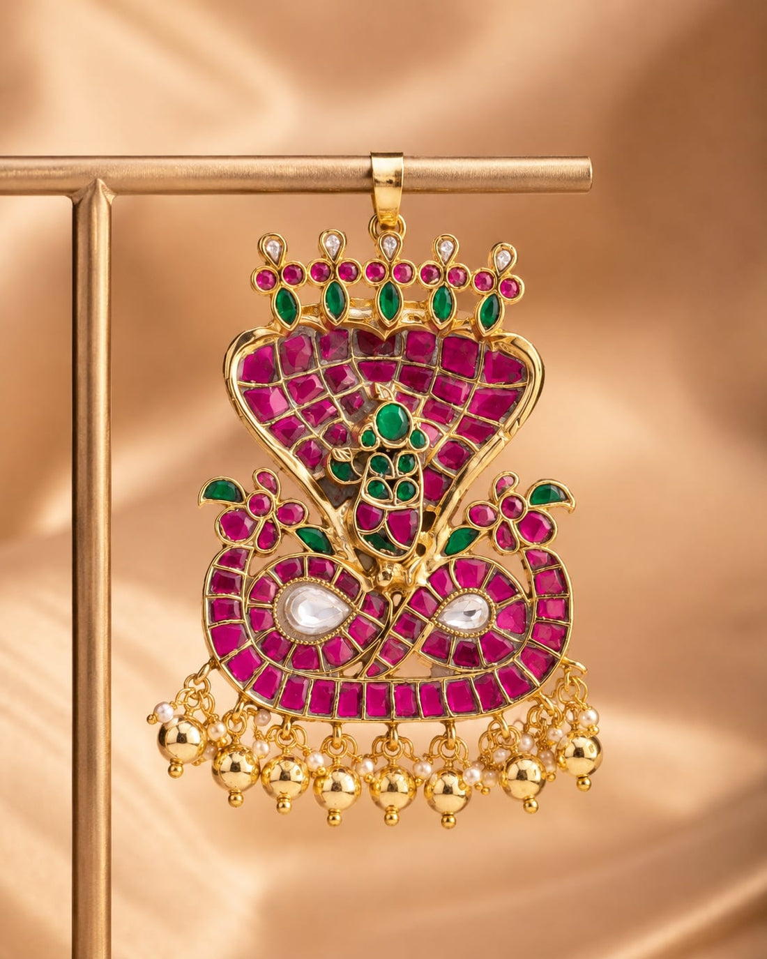 FeelOri real kempu jadau pendant for pattu sarees and South Indian festive styling