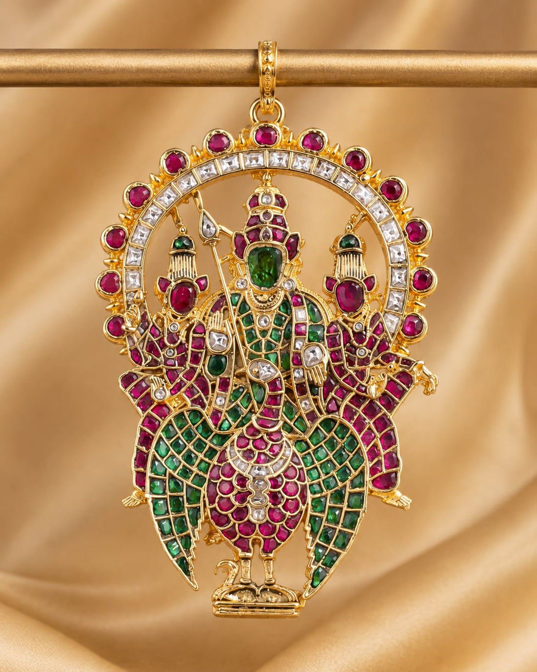 FeelOri real kempu jadau pendant for pattu sarees and South Indian festive styling
