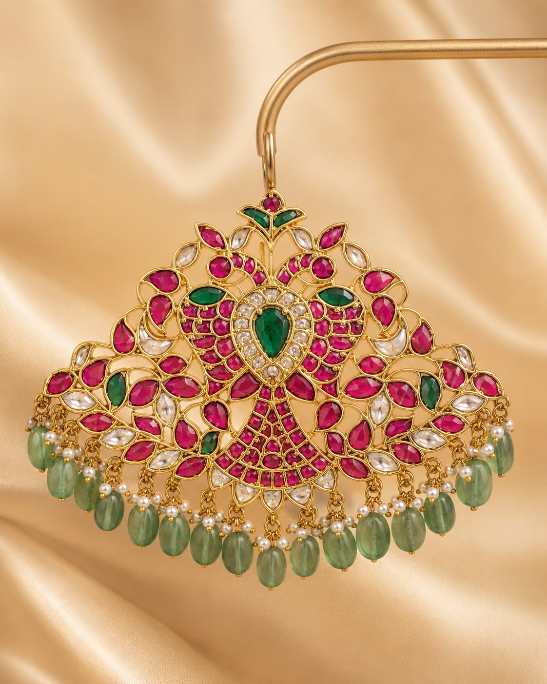 FeelOri real kempu jadau pendant for pattu sarees and South Indian festive styling