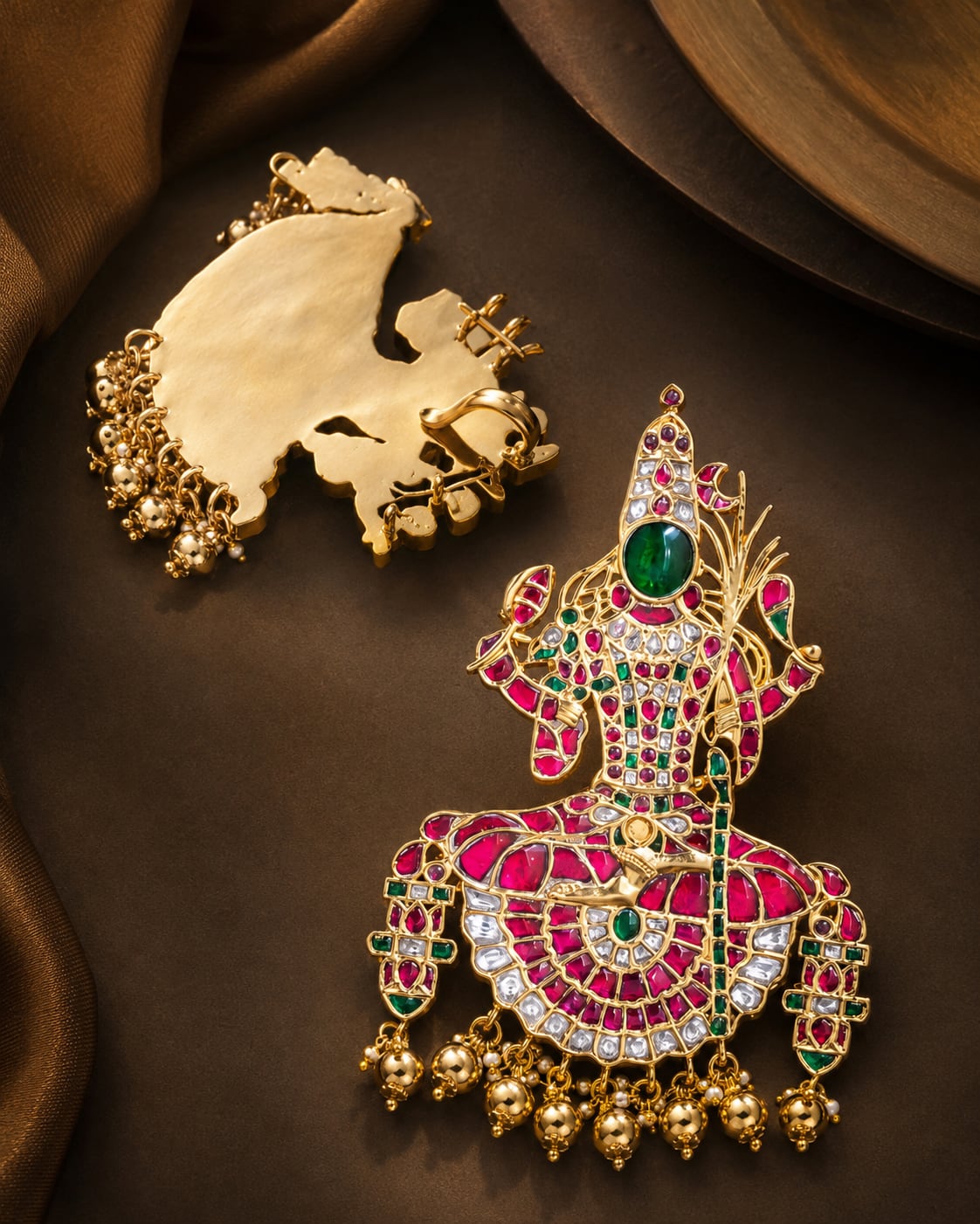 FeelOri jadau kundan pendant set for pattu sarees and South Indian festive styling