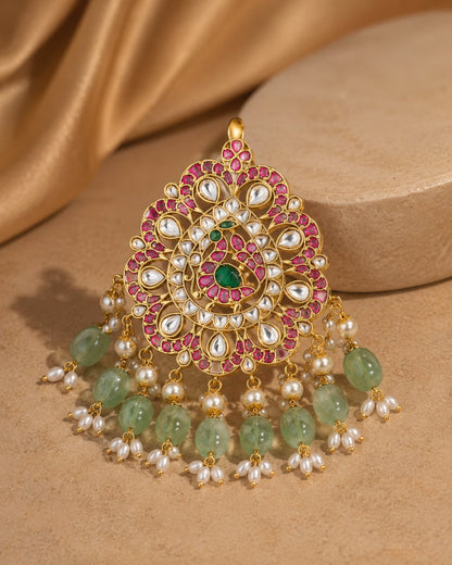 FeelOri jadau kundan pendant set for pattu sarees and South Indian festive styling