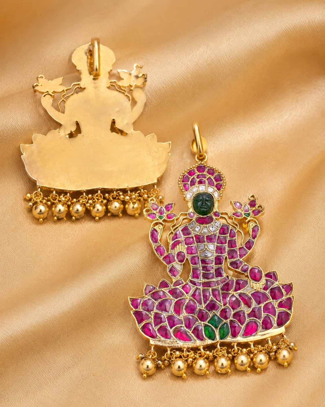 FeelOri real kempu jadau pendant set for pattu sarees and South Indian festive styling