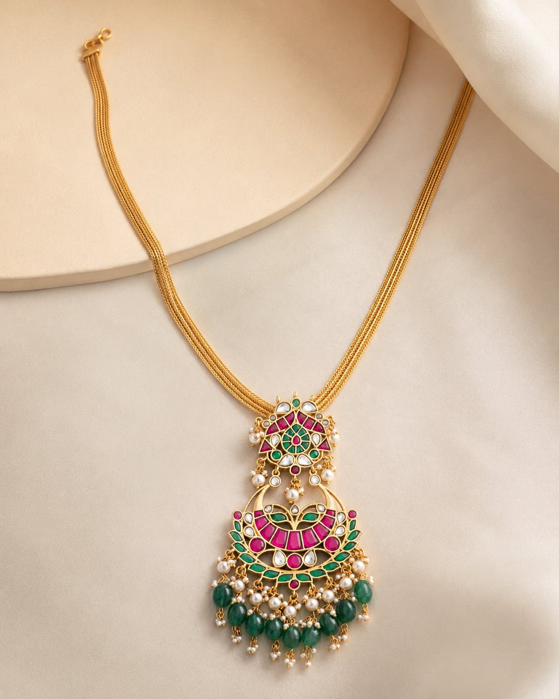 FeelOri real kempu jadau pendant set for pattu sarees and South Indian festive styling