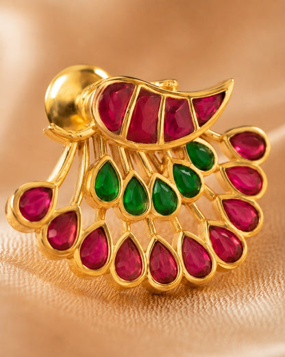 FeelOri real kempu jadau stud earrings stone setting and gold-polished detail