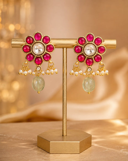 FeelOri jadau kundan stud earrings on jewellery display