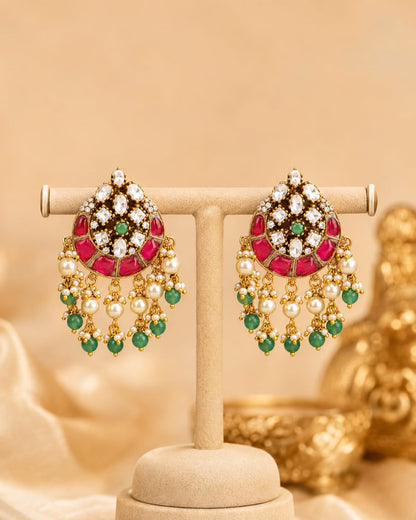 FeelOri real kempu jadau stud earrings on jewellery display