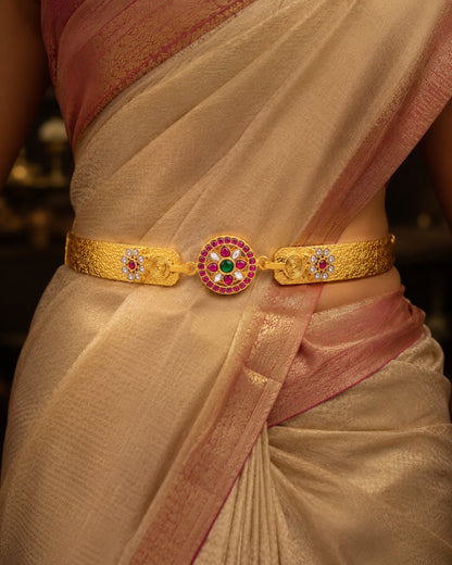 FeelOri real kempu jadau vadanam styled with Indian occasion wear