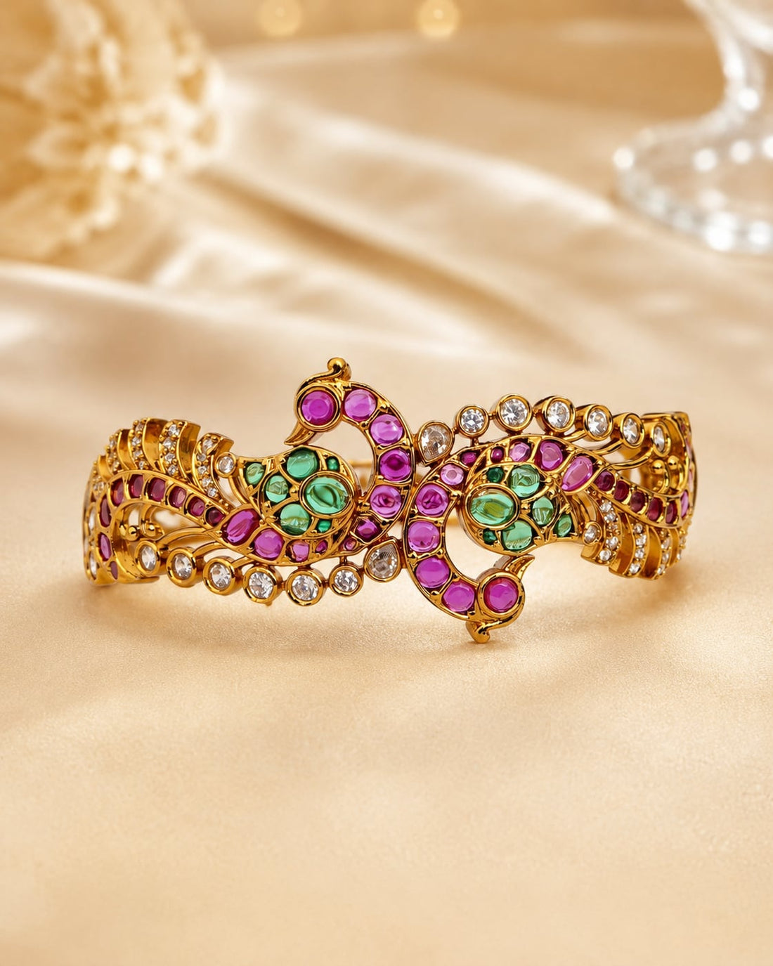 FeelOri ruby-tone and emerald-tone bangles for festive stacking and Indian occasion wear