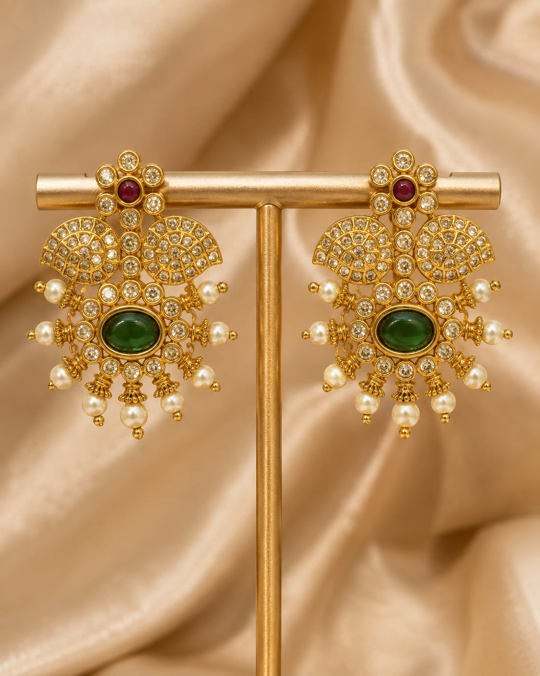 FeelOri ruby and emerald earrings for sarees, kurtas, and festive styling