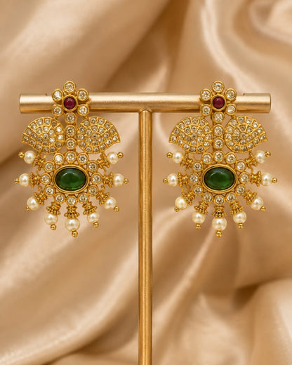 FeelOri ruby and emerald earrings for sarees, kurtas, and festive styling
