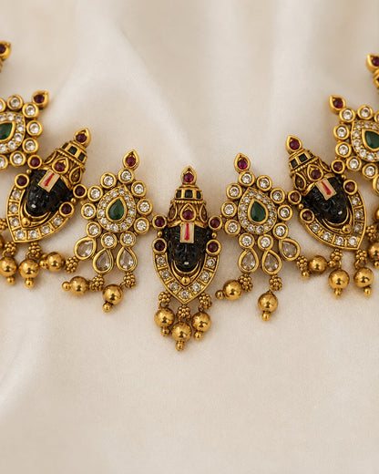 FeelOri ruby and emerald necklace set with matching earrings pendant and gold-polished detail