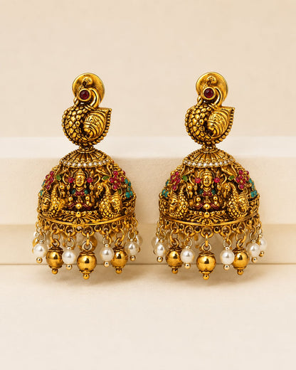 FeelOri ruby and emerald necklace set with matching earrings matching earrings only on a clean jewellery display