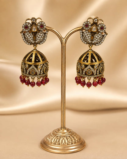 FeelOri ruby jhumka earrings for sarees, kurtas, and festive styling
