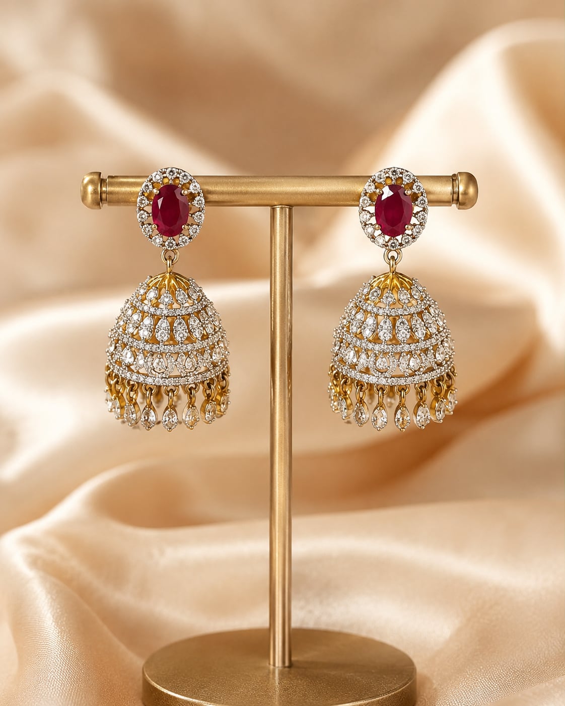 FeelOri ruby jhumka earrings for sarees, kurtas, and festive styling