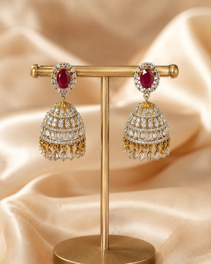 FeelOri ruby jhumka earrings for sarees, kurtas, and festive styling