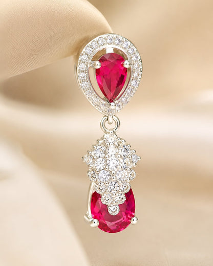 FeelOri Petite Pink Silver Rhodium CZ Drop Earrings - construction detail