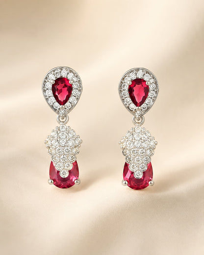 FeelOri Petite Pink Silver Rhodium CZ Drop Earrings - main catalogue view