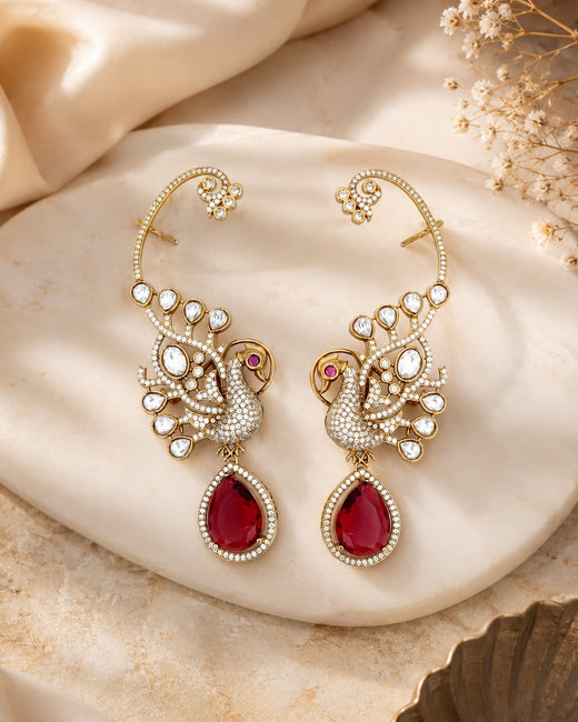 FeelOri ruby-tone matti ear chains on jewellery display