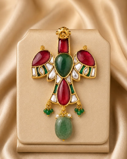 FeelOri teardrop floral jadau kundan pendant set listed as pendant set main product view