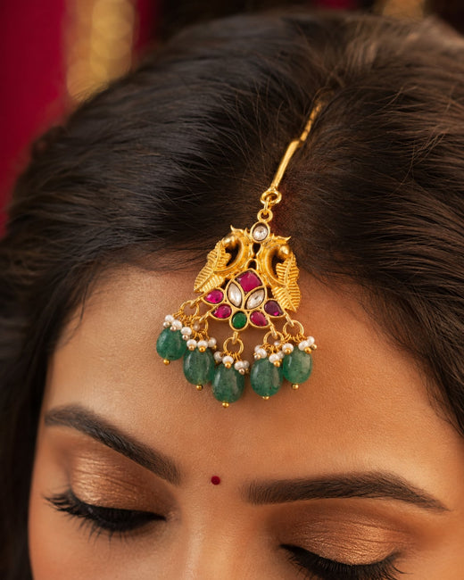 FeelOri twin peacock jadau kundan maang tikka listed as maang tikka only main product view