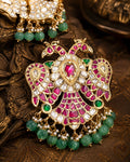 FeelOri Jadau Kundan Double Sided Gandaberunda Reversible Pendant