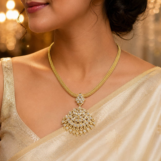 FeelOri white AD/CZ necklace for sarees and festive styling